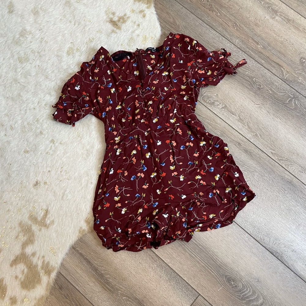 Madewell button-front romper in painted carnations - Picture 2 of 7